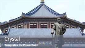  Presentation with china guangzhou - Theme having chinese revolution - dr sun yat-sen memorial hall background and a seafoam green colored foreground
