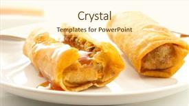  Presentation with roll - Presentation design having chinese roll roll on plate background and a cream colored foreground