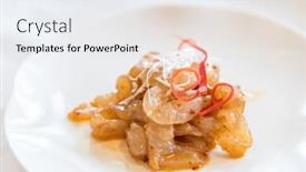  Presentation with jellyfish - Presentation theme featuring chinese seafood jellyfish spicy salad - chinese groumet cuisine background and a sky blue colored foreground