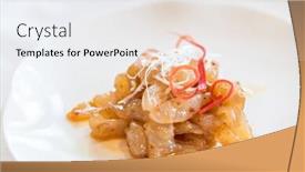  Presentation with jellyfish - PPT layouts featuring chinese seafood jellyfish spicy salad - chinese groumet cuisine background and a sky blue colored foreground