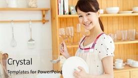  Presentation with young man and a woman - Audience pleasing PPT theme consisting of chinese soup - beautiful young woman backdrop and a lemonade colored foreground