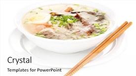  Presentation with food dimsum chinese in china - Audience pleasing presentation theme consisting of chinese soup isolated on white backdrop and a  colored foreground