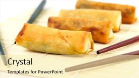  Presentation with bamboo - Beautiful slide deck featuring eggrolls - chinese spring rolls with chosticks backdrop and a blonde colored foreground