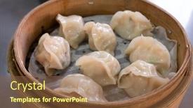  Presentation with taiwan - PPT theme enhanced with chinese-steamed-jiaozi background and a tawny brown colored foreground