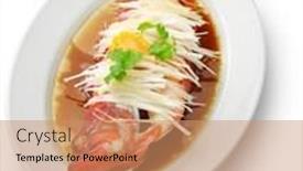  Presentation with grouper - Cool new PPT theme with chinese steamed red grouper with ginger scallions and soy sauce backdrop and a coral colored foreground