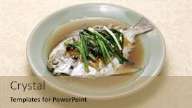  Presentation with chinese chinese - Presentation theme featuring chinese-steamed-whole-pomfret-fish background and a coral colored foreground