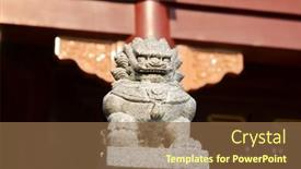  Presentation with chinese temple - Presentation theme enhanced with chinese-stone-lion-in-chinese background and a coral colored foreground