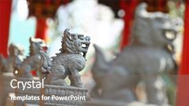  Presentation with lions - Slide deck consisting of chinese stone lions background and a gray colored foreground