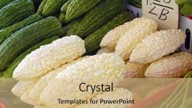  Presentation with bitter - Audience pleasing PPT layouts consisting of chinese street market - bitter gourds backdrop and a coral colored foreground