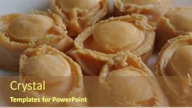  Presentation with abalone - Audience pleasing PPT theme consisting of chinese-style-abalone-canned-instant backdrop and a tawny brown colored foreground
