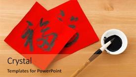  Presentation with lunar - PPT layouts having chinese style calligraphy in lunar background and a gold colored foreground