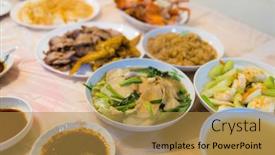  Presentation with dinner - Cool new slide deck with chinese-style-dinner-at-home backdrop and a gold colored foreground