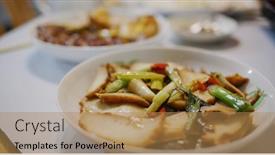  Presentation with abalone - Slide deck featuring chinese-style-dishes-at-home background and a coral colored foreground