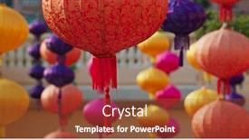  Presentation with outdoor festival - Theme having chinese style lantern hanging at outdoor for decoration of the mid autumn festival background and a tawny brown colored foreground