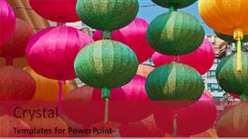  Presentation with chinese new year lunar - Slide set featuring chinese-style-lantern-hanging background and a crimson colored foreground