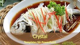  Presentation with food dimsum chinese steamed dumplings - Slide set having chinese style marinated steamed fish background and a tawny brown colored foreground