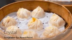  Presentation with chinese restaurant - PPT layouts consisting of chinese-style-steamed-soup-bun background and a  colored foreground