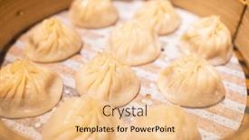  Presentation with chinese restaurant - Presentation theme with chinese-style-steamed-soup-bun background and a lemonade colored foreground