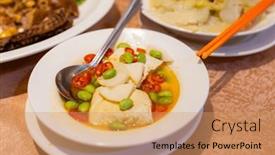  Presentation with chinese restaurant - PPT theme consisting of chinese-style-stinky-tofu background and a  colored foreground