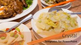  Presentation with chinese restaurant - Slides with chinese-style-stinky-tofu background and a gold colored foreground