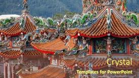  Presentation with chinese temple - Presentation design having chinese-style-temple-in-detail background and a tawny brown colored foreground