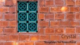 Presentation with red brick wall - Presentation featuring chinese-style-window-over background and a coral colored foreground