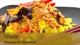  Presentation with rice - Audience pleasing slide deck consisting of chinese sweet and sour chicken backdrop and a gold colored foreground