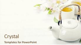  Presentation with sakura - Beautiful theme featuring chinese tea set and sakura backdrop and a cream colored foreground