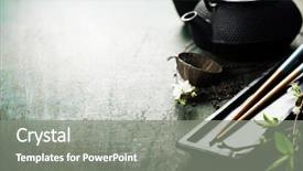  Presentation with chopsticks - Presentation theme enhanced with chinese tea set chopsticks background and a gray colored foreground