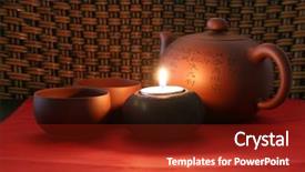  Presentation with candle - Slide set with chinese tea set highlighted background and a  colored foreground