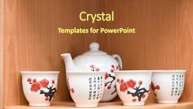  Presentation with cup of lemon tea - Theme featuring chinese tea set with teapot background and a  colored foreground