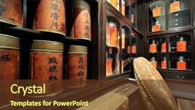 Presentation with chinese - PPT theme featuring chinese tea shop the label background and a tawny brown colored foreground