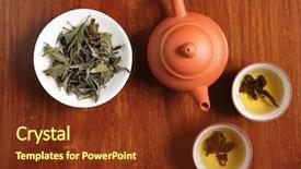  Presentation with asia - Theme consisting of chinese tea time background and a tawny brown colored foreground