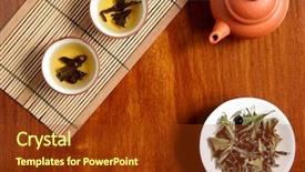  Presentation with tea - Presentation theme consisting of chinese tea background and a tawny brown colored foreground
