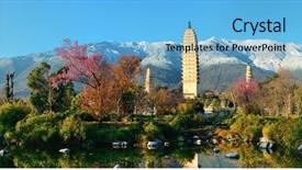  Presentation with ancient china - Colorful PPT theme enhanced with chinese temple - ancient pagoda in dali old backdrop and a light blue colored foreground
