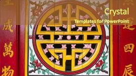  Presentation with chinese temple - PPT theme featuring chinese temple - long life symbol background and a  colored foreground