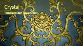  Presentation with lotus - Audience pleasing PPT theme consisting of chinese temple - lotus pattern with blue background backdrop and a tawny brown colored foreground