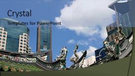  Presentation with old buildings - Beautiful theme featuring chinese temple - old and new buildings backdrop and a teal colored foreground