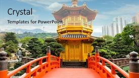  Presentation with hong kong china - Presentation theme having chinese temple - pavilion of absolute perfection background and a light blue colored foreground