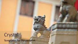  Presentation with chinese temple - Colorful slide deck enhanced with chinese temple in hong kong backdrop and a coral colored foreground