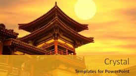  Presentation with china - Slide set with chinese-temple-qing-long-temple background and a gold colored foreground