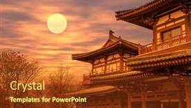  Presentation with china - Colorful presentation enhanced with chinese-temple-qing-long-temple backdrop and a tawny brown colored foreground