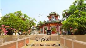  Presentation with chinese temple - Beautiful PPT layouts featuring chinese temple quan cong backdrop and a yellow colored foreground