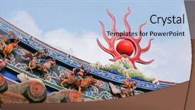  Presentation with chinese temple - Presentation theme with chinese temple roof tile background and a light blue colored foreground