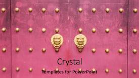  Presentation with chinese temple - Colorful presentation theme enhanced with chinese temple with guardian door backdrop and a coral colored foreground