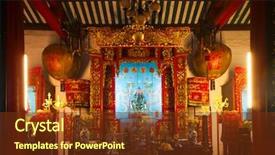  Presentation with chinese temple - Colorful PPT theme enhanced with chinese temple backdrop and a tawny brown colored foreground