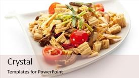  Presentation with skin - Amazing PPT theme having chinese tofu skin stick form with mushrooms and vegetables backdrop and a soft green colored foreground