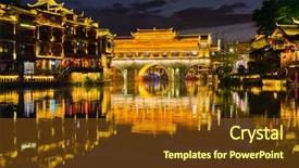  Presentation with ancient china - Colorful slide deck enhanced with chinese tourist attraction destination - feng backdrop and a tawny brown colored foreground