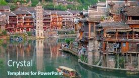  Presentation with ancient china - PPT layouts enhanced with chinese-tourist-attraction-destination-feng background and a ocean colored foreground