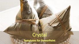  Presentation with food dimsum - Presentation design featuring chinese tradition food - steamed rice background and a tawny brown colored foreground